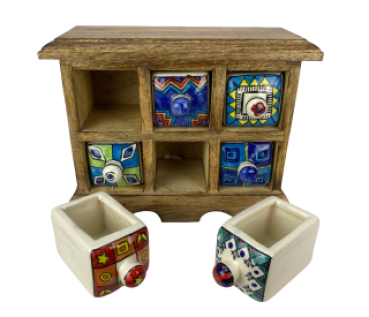 Preview: Kleinkommode mit 6 Keramikschubladen